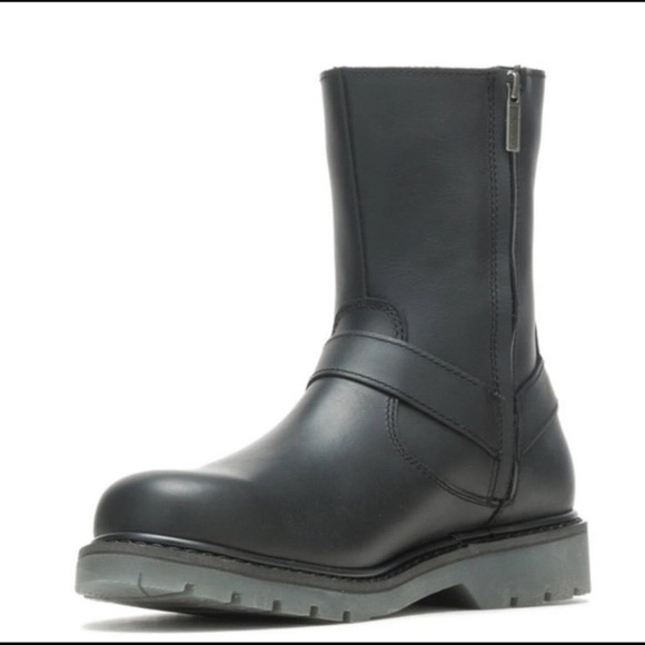 Harley Davidson Widman 8.75" Boots Mens 9.5 Black Leather Zip Harness Motorcycle - Picture 3 of 5